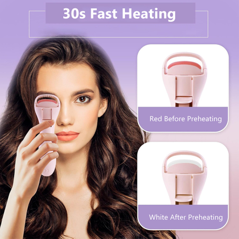 3-Speed (50°C/60°C/70°C) Fast 30s Heating Rechargeable USB-C Heated Eyelash Curler 