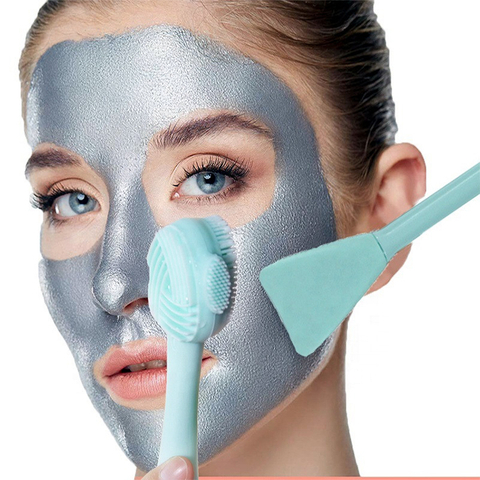 Double Head Manual Facial Cleansing Brush Face Mask Brush Applicator for Gentle Exfoliating
