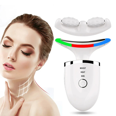 Double Heads Anti-Aging Face Massager EMS Neck Lifting Device for Wrinkle Reduction And Skin Tightening, Doubler Chin Remover