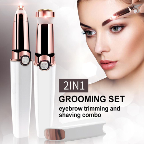 2 in 1 Electric Women Face Nose And Body Shaver Painless USB Rechargeable Facial Hair Remover And Eyebrow Trimmer