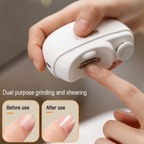 2 in 1 USB Rechargeable Nail Trimmer Polisher Automatic Electric Toenail Trimmer Plastic Electric Nail Clipper for Adults And Babies
