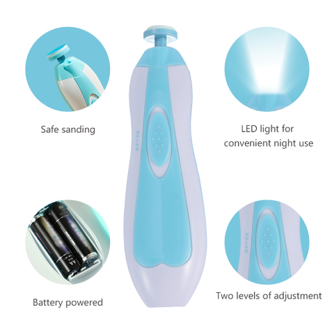 Baby Nail Grooming Care Newborn Toddler Toes & Fingernails Clipper Electrci Baby Nail Trimmer With 6 Replacement Grinding Heads