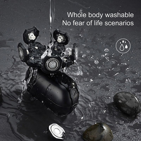 Waterproof 4D Mini Headshaver Hair Head Beard Electric Razor Floating Blade Rotary Rechargeable Bald Men Head Shaver