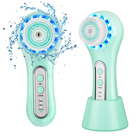 IPX7 Waterproof Face Brush Electric Facial Cleansing Brush With 3 Speed Modes Spin Brush for Deep Cleansing, Removing Blackheads, Exfoliating