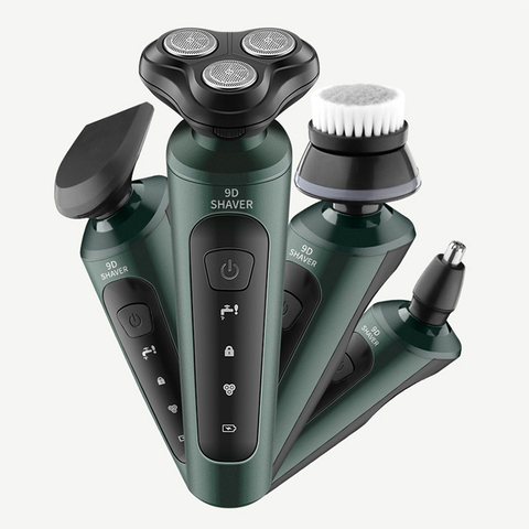 Rechargeable Triple Rotating Head Hair Razor Men Electric Shaver with LCD Display