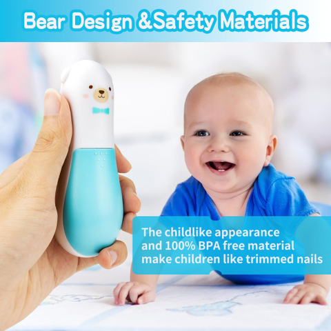Cartoon Bear Electric Nail Trimmer Portable Box Baby Nail Trimmer Battery Electric Baby Nail Clippers with LED Light