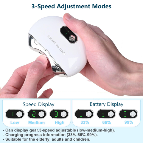 3 Speed Portable USB Charging Automatic Electric Nail Clippers Safety Fingernail Cutter with Led Light