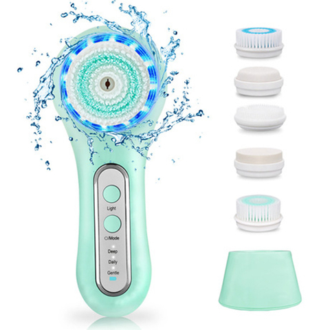 IPX7 Waterproof Face Brush Electric Facial Cleansing Brush With 3 Speed Modes Spin Brush for Deep Cleansing, Removing Blackheads, Exfoliating