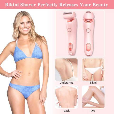 2 in 1 Multifunction Electric Bikini Face Nose Body Hair Removal Rechargeable Portable Women Hair Removal Epilator Lady Shaver