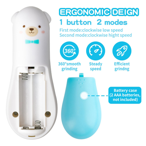 Cartoon Bear Electric Nail Trimmer Portable Box Baby Nail Trimmer Battery Electric Baby Nail Clippers with LED Light