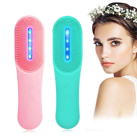 3 Color Skin Care Beauty Massager Electric Facial Cleansing Brush with LED Photon Deep Cleaning