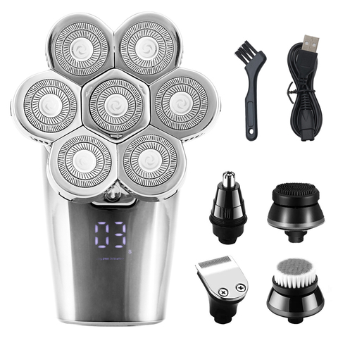 5 in 1 Electric Shaver Set 7D Razor Cutter IPX6 Waterproof Dual Use Multi-use Electric Head Shavers with 5 Replaceable Heads