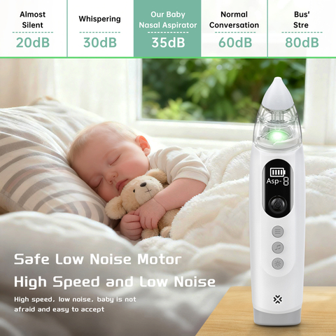 Nasal aspirator with soothing music