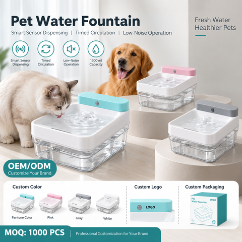 1300ml モーションセンサー猫&犬ウォーターディスペンサースマートコードレスペットウォーターファウンテン