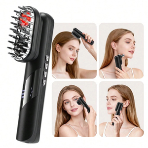 4-in-1 EMS Red Light Facial Wand Electric Oil Applicator Comb with Heating & Vibration