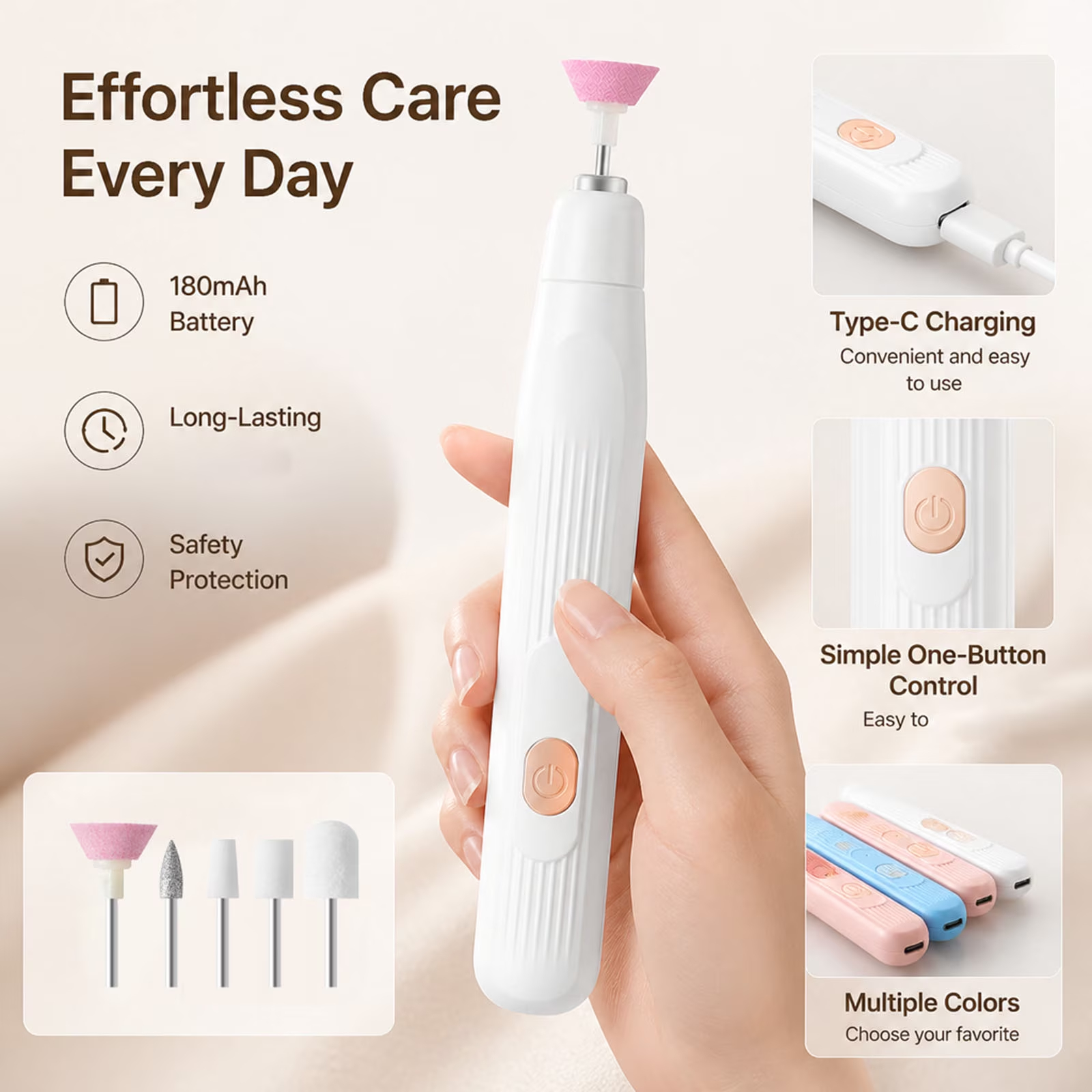 Home DIY Manicure 5-in-1 Portable Electric Nail Drill Machine