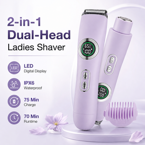 Waterproof Dual Head Electric Shaver Body Hair Trimmer for Women