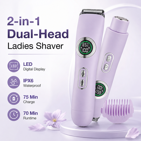 Waterproof Dual Head Electric Shaver Body Hair Trimmer for Women